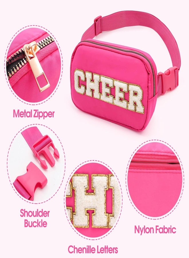 PainZieteg Cheer Bag Pink Fanny Pack for Girls Cheer Chenille Letter Bags,Travel Nylon Belt Bag for Cheerleader Girl Women Birthday Christmas Gift (CHEER Letter, Pink) - Image 5
